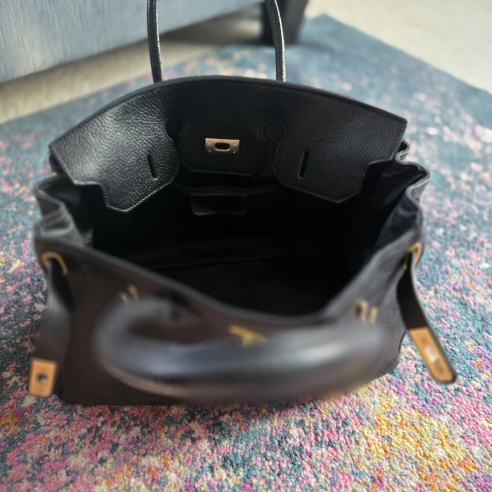 Chic Black Satchel with Patterned Scarf - Picture 2 of 4